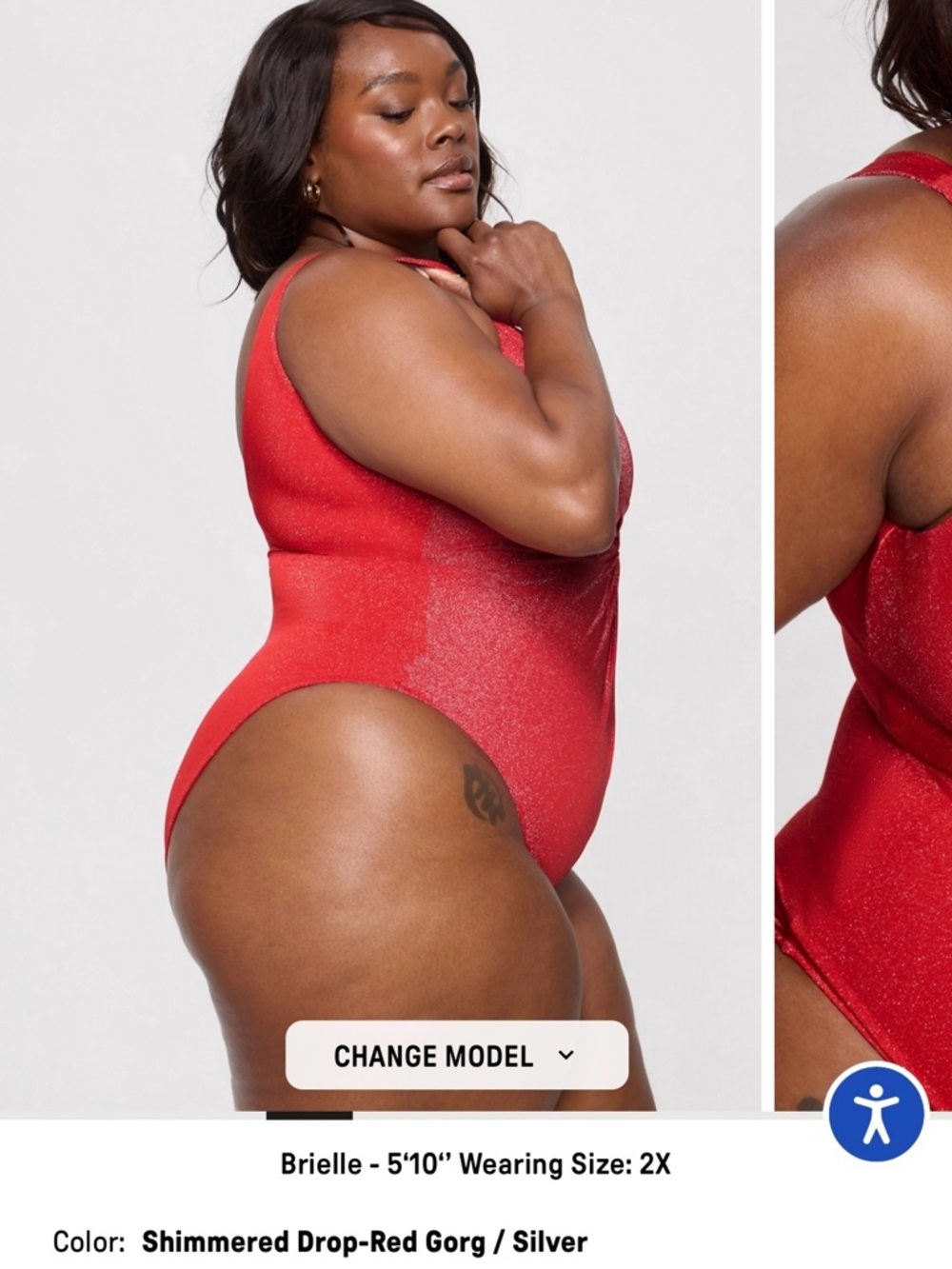 Yitty by Lizzo Red Shimmer Twist Plunge Shaping One Piece Swimsuit 2X NWT - Picture 3 of 8